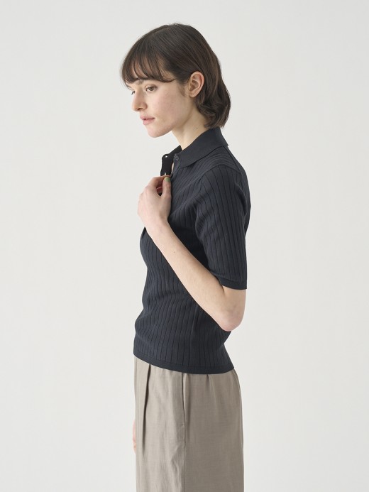 コットンリブニットポロシャツ | S4833 | 30G 詳細画像 BLACK 4