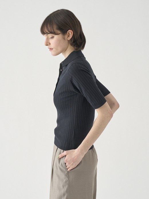 コットンリブニットポロシャツ | S4833 | 30G 詳細画像 BLACK 5
