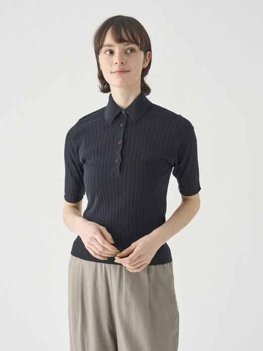 コットンリブニットポロシャツ | S4833 | 30G 詳細画像 BLACK 8