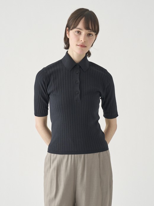 コットンリブニットポロシャツ | S4833 | 30G 詳細画像 BLACK 9