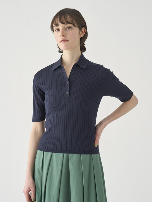 コットンリブニットポロシャツ | S4833 | 30G 詳細画像 NAVY 3