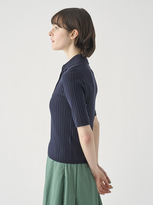 コットンリブニットポロシャツ | S4833 | 30G 詳細画像 NAVY 5