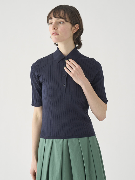 コットンリブニットポロシャツ | S4833 | 30G 詳細画像 NAVY 7