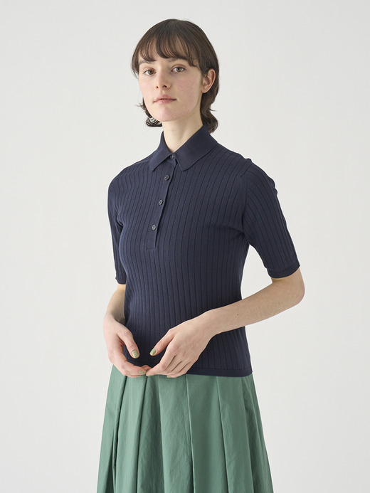 コットンリブニットポロシャツ | S4833 | 30G 詳細画像 NAVY 8