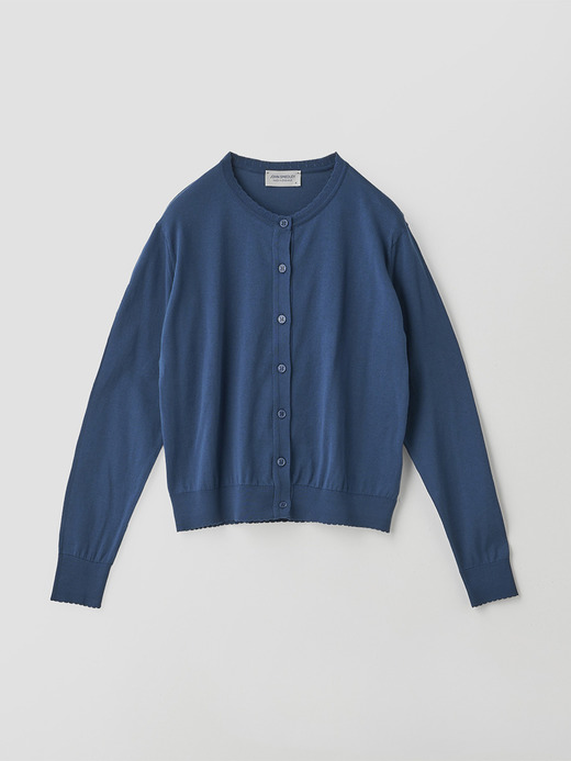 コットンスカラップ長袖ニットカーディガン | S4834 | 30G 詳細画像 DELFT BLUE 1