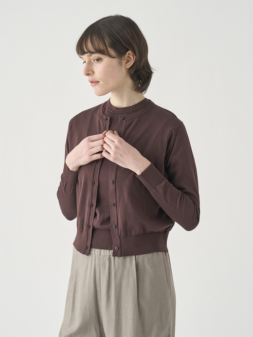 コットンスカラップ長袖ニットカーディガン | S4834 | 30G 詳細画像 RAISIN 3