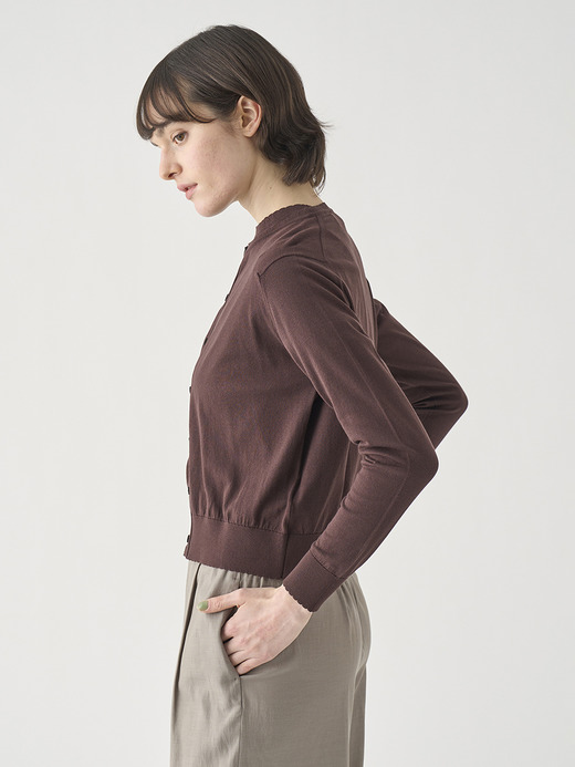 コットンスカラップ長袖ニットカーディガン | S4834 | 30G 詳細画像 RAISIN 6