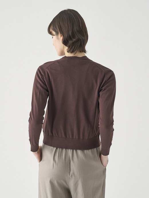 コットンスカラップ長袖ニットカーディガン | S4834 | 30G 詳細画像 RAISIN 7