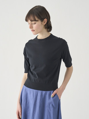 コットンスカラップ半袖ニットプルオーバー | S4835 | 30G