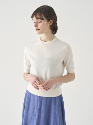 コットンスカラップ半袖ニットプルオーバー | S4835 | 30G