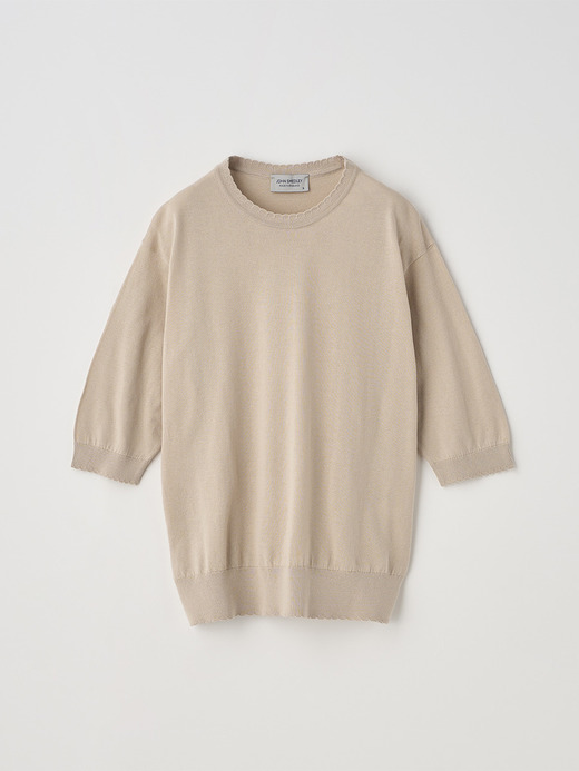 コットンスカラップ半袖ニットプルオーバー | S4835 | 30G 詳細画像 ALMOND 1