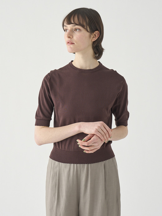 コットンスカラップ半袖ニットプルオーバー | S4835 | 30G 詳細画像 RAISIN 4