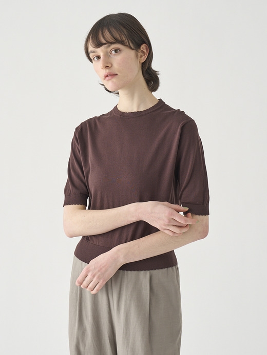 コットンスカラップ半袖ニットプルオーバー | S4835 | 30G 詳細画像 RAISIN 5