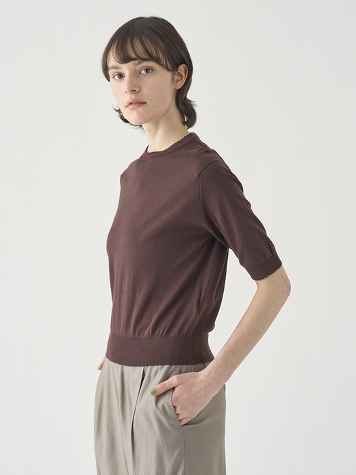 コットンスカラップ半袖ニットプルオーバー | S4835 | 30G 詳細画像 RAISIN 6