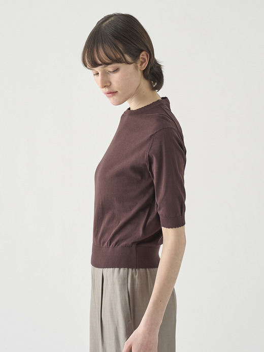 コットンスカラップ半袖ニットプルオーバー | S4835 | 30G 詳細画像 RAISIN 7