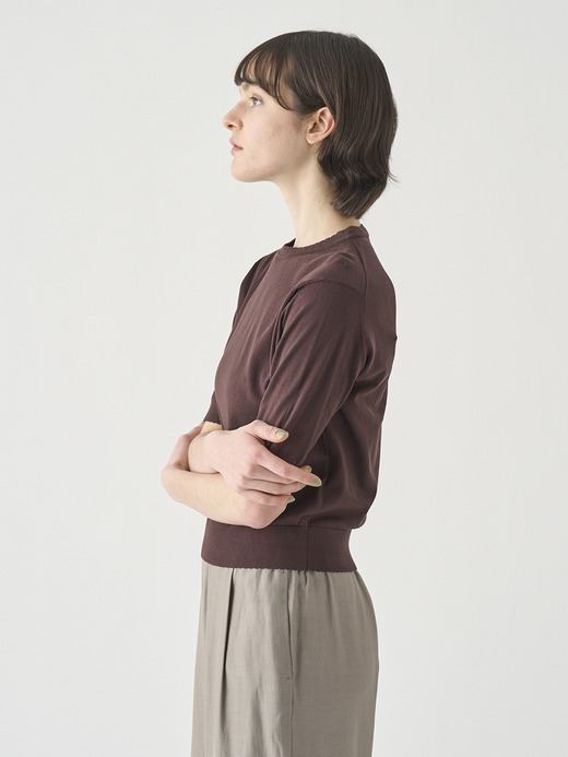 コットンスカラップ半袖ニットプルオーバー | S4835 | 30G 詳細画像 RAISIN 8