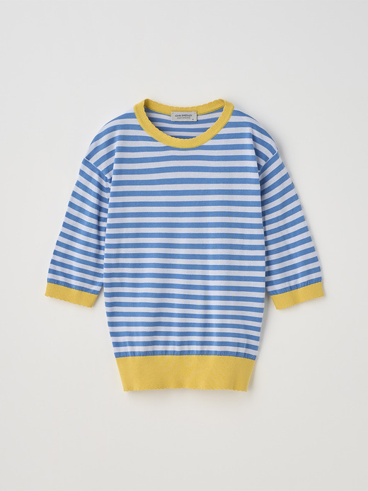 コットンスカラップボーダー半袖ニットプルオーバー | S4836 | 30G 詳細画像 NO3(S4836) 2