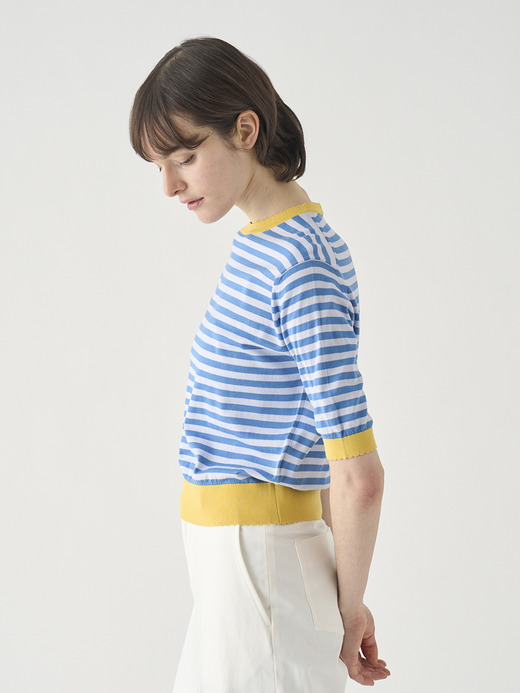 コットンスカラップボーダー半袖ニットプルオーバー | S4836 | 30G 詳細画像 NO3(S4836) 6
