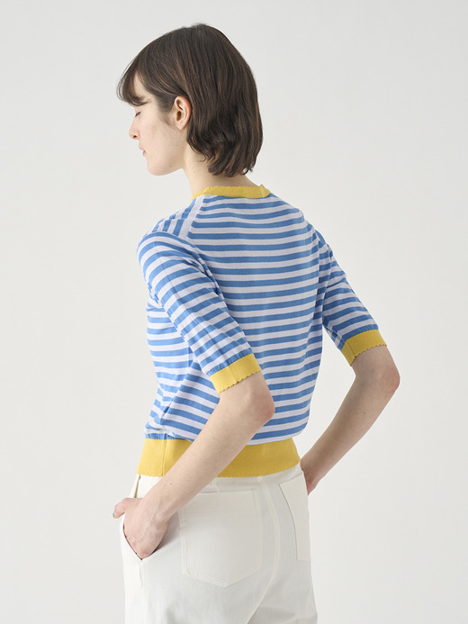 コットンスカラップボーダー半袖ニットプルオーバー | S4836 | 30G 詳細画像 NO3(S4836) 7