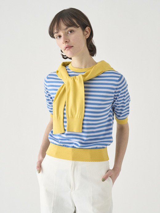 コットンスカラップボーダー半袖ニットプルオーバー | S4836 | 30G 詳細画像 NO3(S4836) 9