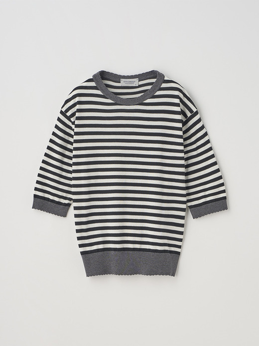 コットンスカラップボーダー半袖ニットプルオーバー | S4836 | 30G 詳細画像 NO4(S4836) 2