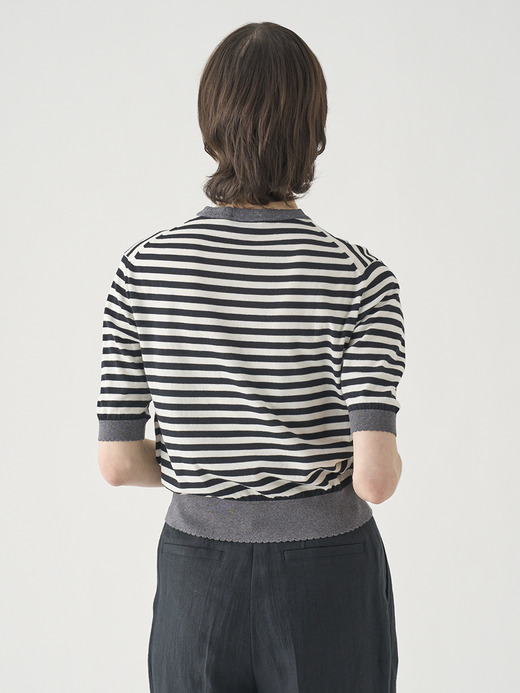 コットンスカラップボーダー半袖ニットプルオーバー | S4836 | 30G 詳細画像 NO4(S4836) 6