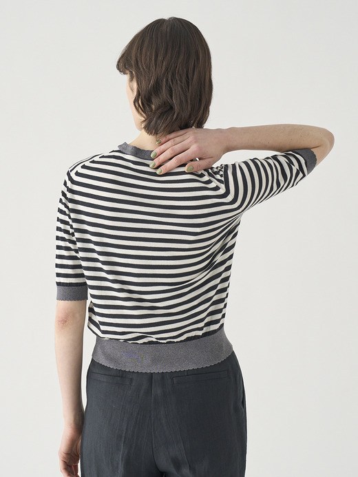 コットンスカラップボーダー半袖ニットプルオーバー | S4836 | 30G 詳細画像 NO4(S4836) 7