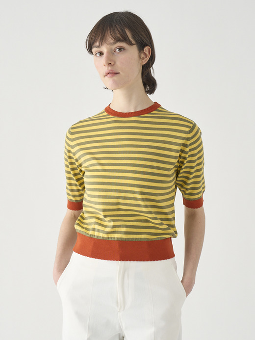 コットンスカラップボーダー半袖ニットプルオーバー | S4836 | 30G 詳細画像 NO5(S4836) 3