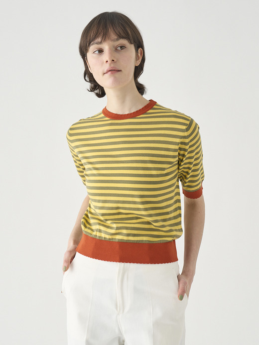 コットンスカラップボーダー半袖ニットプルオーバー | S4836 | 30G 詳細画像 NO5(S4836) 4