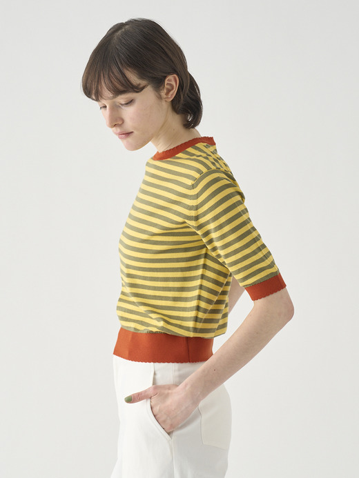 コットンスカラップボーダー半袖ニットプルオーバー | S4836 | 30G 詳細画像 NO5(S4836) 5