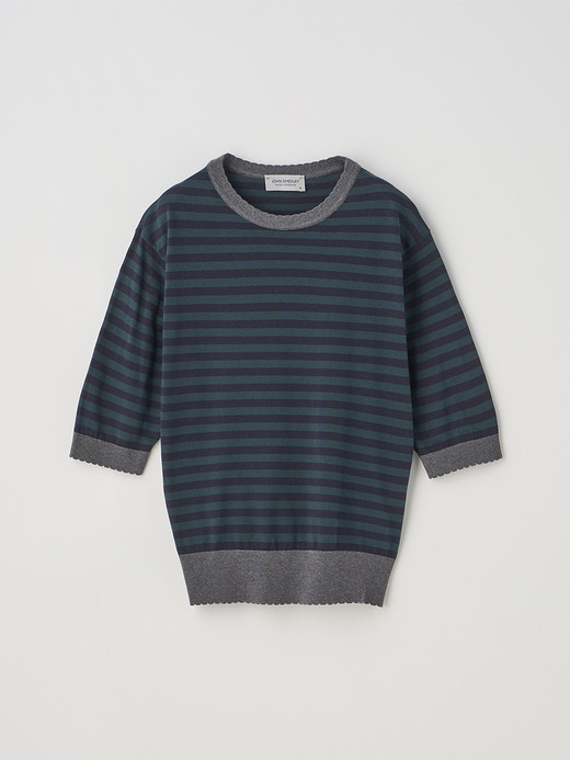 コットンスカラップボーダー半袖ニットプルオーバー | S4836 | 30G 詳細画像 NO6(S4836) 2