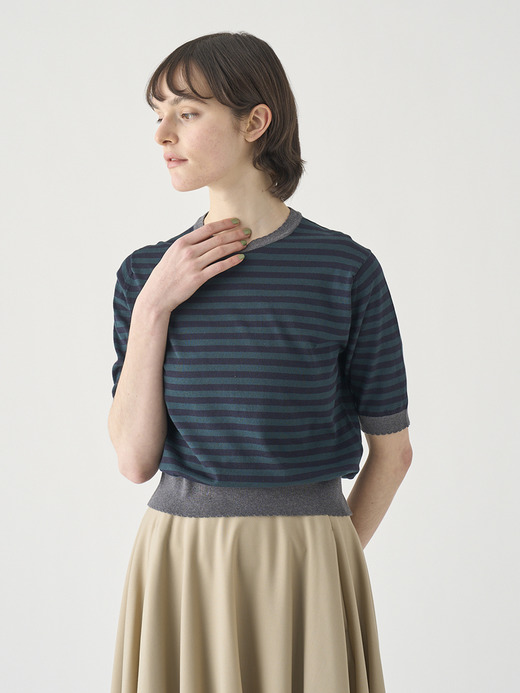 コットンスカラップボーダー半袖ニットプルオーバー | S4836 | 30G 詳細画像 NO6(S4836) 4