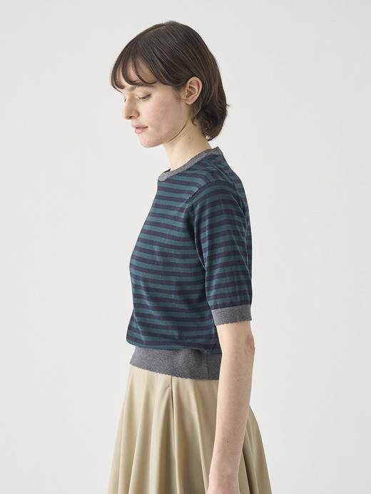 コットンスカラップボーダー半袖ニットプルオーバー | S4836 | 30G 詳細画像 NO6(S4836) 5