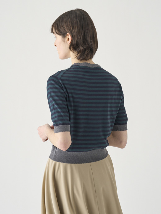 コットンスカラップボーダー半袖ニットプルオーバー | S4836 | 30G 詳細画像 NO6(S4836) 6