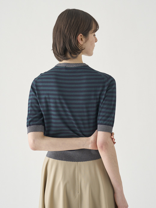 コットンスカラップボーダー半袖ニットプルオーバー | S4836 | 30G 詳細画像 NO6(S4836) 7