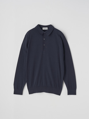 コットン 長袖ニットポロシャツ | S4886 | 30G MODERN FIT