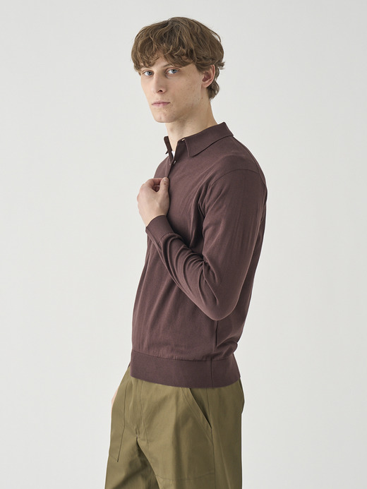 コットン 長袖ニットポロシャツ | S4886 | 30G MODERN FIT 詳細画像 RAISIN 6