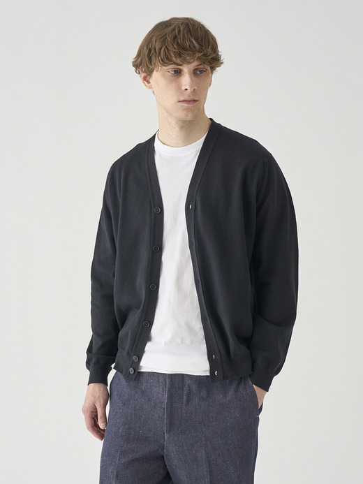 コットン Vネックニットカーディガン | S4889 | 24G MODERN FIT 詳細画像 BLACK 1