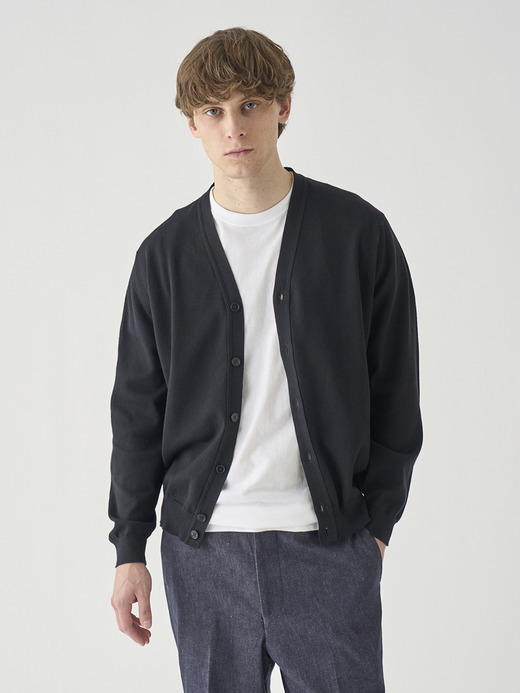 コットン Vネックニットカーディガン | S4889 | 24G MODERN FIT 詳細画像 BLACK 4