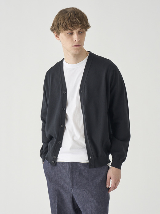 コットン Vネックニットカーディガン | S4889 | 24G MODERN FIT 詳細画像 BLACK 5