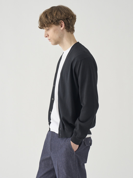 コットン Vネックニットカーディガン | S4889 | 24G MODERN FIT 詳細画像 BLACK 6