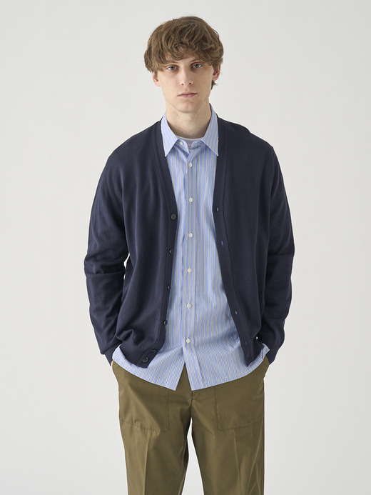 コットン Vネックニットカーディガン | S4889 | 24G MODERN FIT 詳細画像 NAVY 1