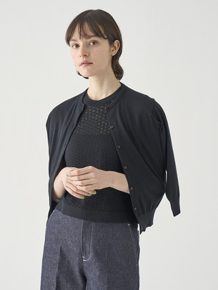 コットンクルーネック７分袖ニットカーディガン | S4901 | 30G