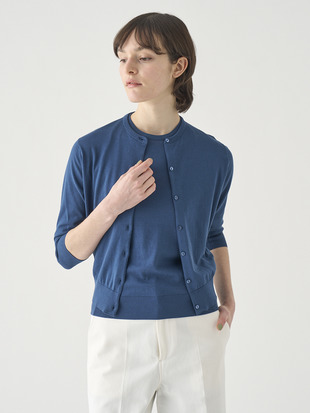 コットンクルーネック７分袖ニットカーディガン | S4901 | 30G