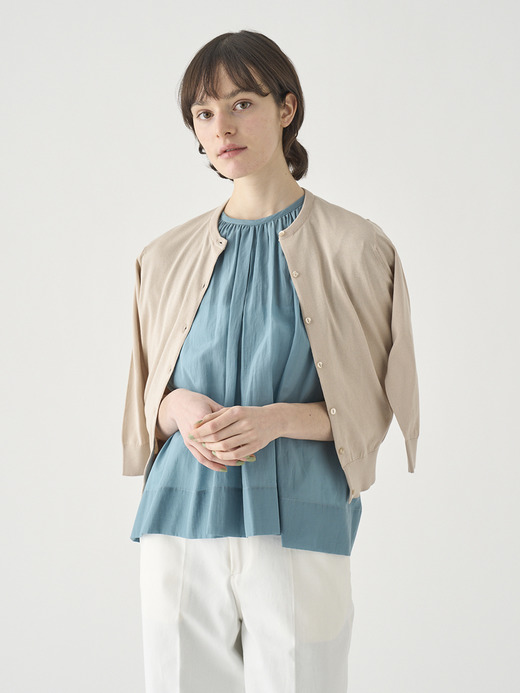 コットンクルーネック７分袖ニットカーディガン | S4901 | 30G 詳細画像 ALMOND 1