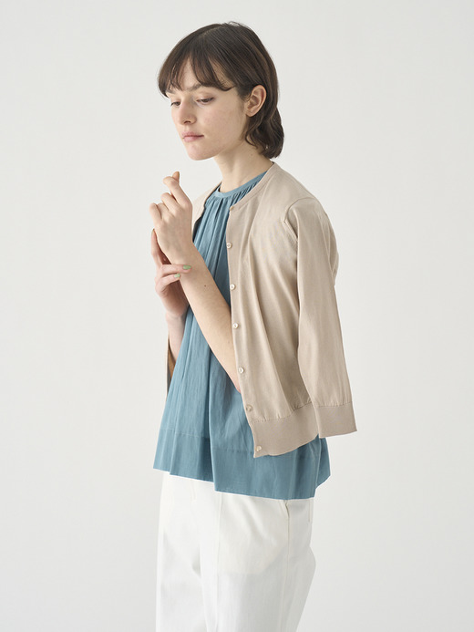 コットンクルーネック７分袖ニットカーディガン | S4901 | 30G 詳細画像 ALMOND 4