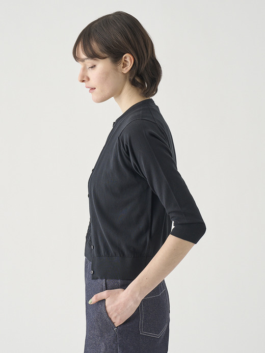 コットンクルーネック７分袖ニットカーディガン | S4901 | 30G 詳細画像 BLACK 7