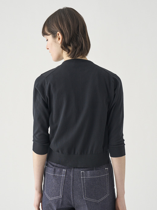 コットンクルーネック７分袖ニットカーディガン | S4901 | 30G 詳細画像 BLACK 8
