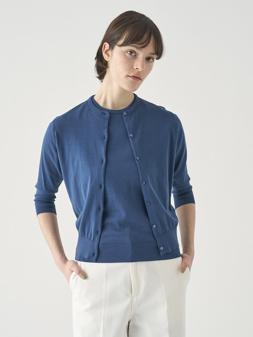 コットンクルーネック７分袖ニットカーディガン | S4901 | 30G 詳細画像 DELFT BLUE 3