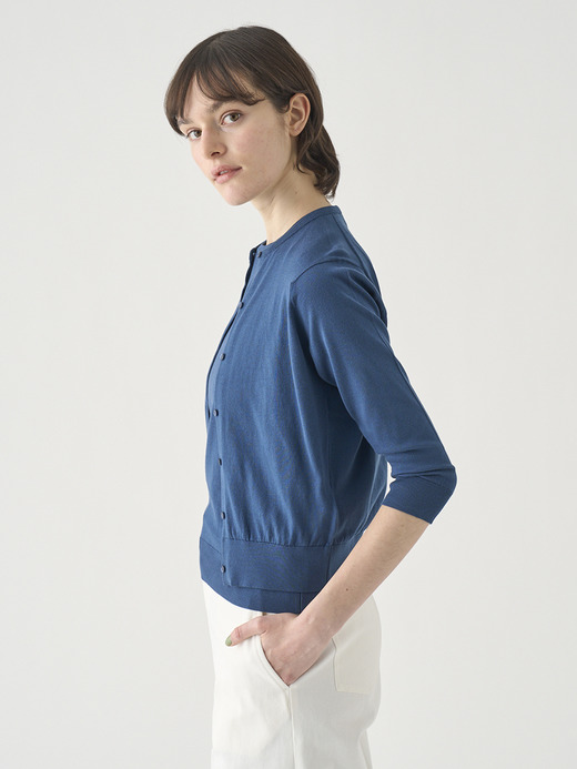 コットンクルーネック７分袖ニットカーディガン | S4901 | 30G 詳細画像 DELFT BLUE 5